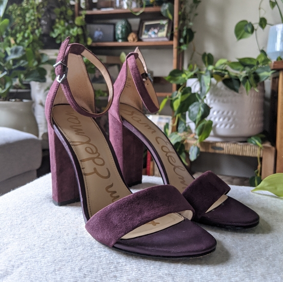 Sam Edelman Shoes - Sam Edelman | Yaro | EUC | Suede Ankle Strap Block Heel Purple/Plum